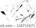 Abstract drops and smears of black acrylic paint. 138715671