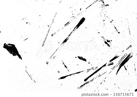 Abstract drops and smears of black acrylic paint. 138715671