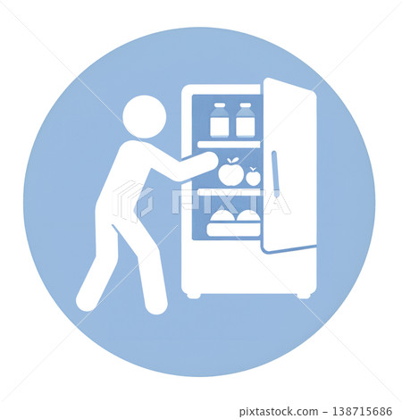 A pictogram showing how to take food out of a refrigerator. 138715686