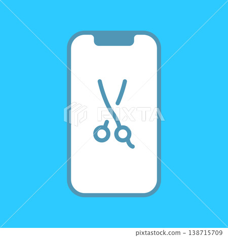 Simple hair salon smartphone booking icon 138715709