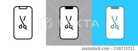 Simple hair salon smartphone booking icon Simple hair salon smartphone booking icon 138715711