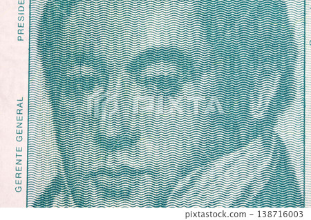 Bernardino Rivadavia a closeup portrait from old Argentine money 138716003