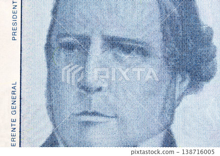 Santiago Derqui a closeup portrait from old Argentine money 138716005