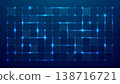 Electronic Blue Grid Tech Background with Light Glowing Dots and Lines 138716721