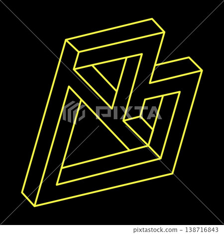 Impossible optical illusion shape. Optical art object. Impossible figures. Sacred geometry. Escher paradox. Impossible optical illusion shape. Optical art object. Impossible figures. Sacred geometry. Escher paradox. 138716843