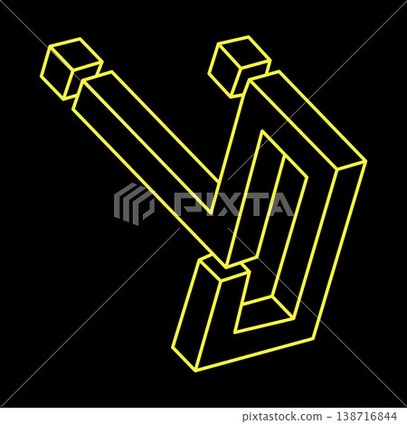 Impossible cube. Line design. Impossible shapes. Optical illusion objects. Optical art. Geometric figures. Impossible cube. Line design. Impossible shapes. Optical illusion objects. Optical art. Geometric figures. 138716844