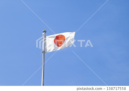 The Japanese flag fluttering against a blue sky. The Japanese flag fluttering against a blue sky. 138717558