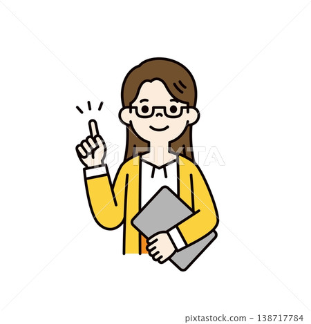 一位年輕女白領(OL)一手拿著筆記型電腦,一手提供建議的向量插圖。 一位年輕女白領(OL)一手拿著筆記型電腦,一手提供建議的向量插圖。 138717784