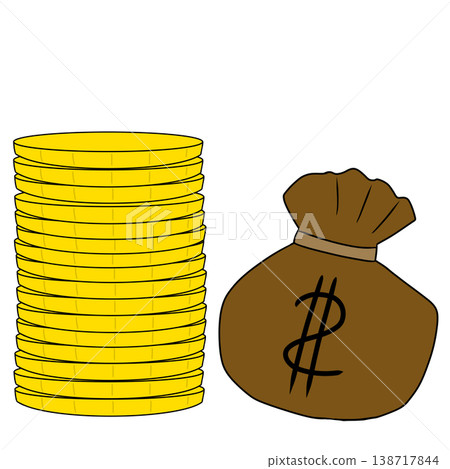金幣和硬幣袋 金幣和硬幣袋 138717844