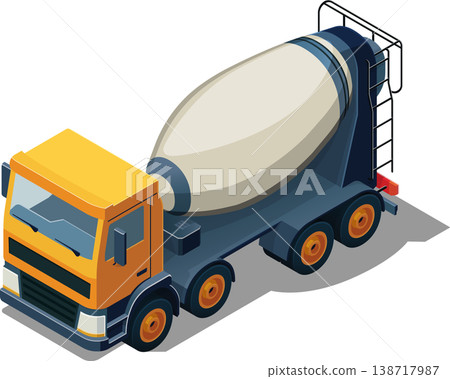 Isometric mixer truck construction vehicle illustration 138717987