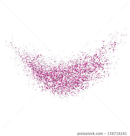 Pink paint spray, dust powder or particles scattered, vector realistic dusty overlay texture, color sand splash effect 138718281