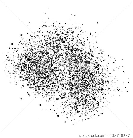 Black paint dotted spray, dust powder or particles scattered, vector realistic dusty overlay texture, sand splash effect Black paint dotted spray, dust powder or particles scattered, vector realistic dusty overlay texture, sand splash effect 138718287