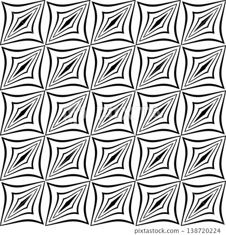 Seamless Geometric Op Art Pattern with 3D Illusion Effect. 138720224