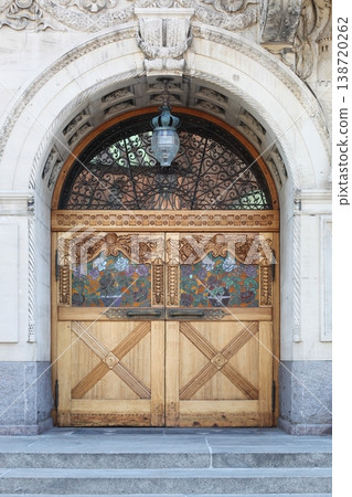 Art nouveau door and entrance of the Aarhus theatre in Denmark 138720262