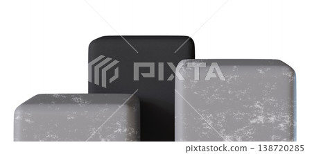 Three concrete podiums displayed in a cut out style. This design shows different shapes and heights suited for various presentation needs Three concrete podiums displayed in a cut out style. This design shows different shapes and heights suited for various presentation needs 138720285