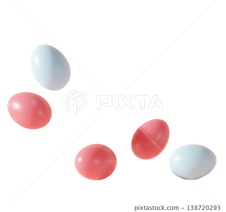 A group of Easter eggs in different colors sits on a clear background. The eggs are isolated, displaying their simple shapes for design and decoration needs A group of Easter eggs in different colors sits on a clear background. The eggs are isolated, displaying their simple shapes for design and decoration needs 138720293