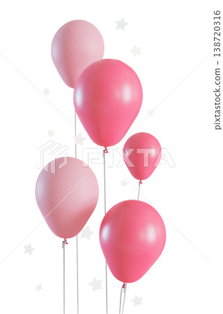 A group of pink balloons floats gently against a clear background. These colorful balloons stand out, ready for use in parties or special events A group of pink balloons floats gently against a clear background. These colorful balloons stand out, ready for use in parties or special events 138720316