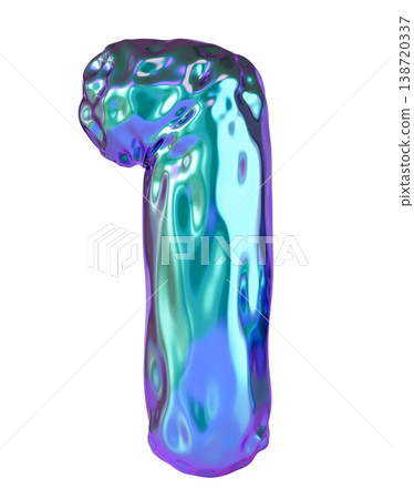 A number one appears in a three-dimensional style with a shiny holographic finish. It stands out against a clear background, highlighting its unique design A number one appears in a three-dimensional style with a shiny holographic finish. It stands out against a clear background, highlighting its unique design 138720337