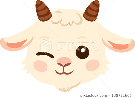 smiling goat illustration featuring a cute farm animal character. suitable for children materials smiling goat illustration featuring a cute farm animal character. suitable for children materials 138721665