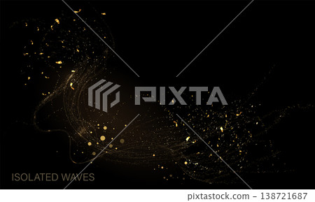 Isolated design element. A golden arc with glitter on a black background 138721687