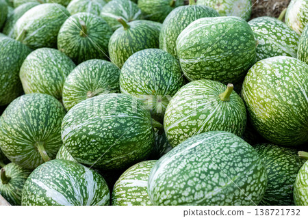 Green Pumpkin Harvest Pile Close Up Natural Organic Autumn Vegetable Agriculture Background Green Pumpkin Harvest Pile Close Up Natural Organic Autumn Vegetable Agriculture Background 138721732