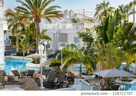 Luxury Tropical Resort Pool Palm Garden Summer Vacation Travel Destination 138721787
