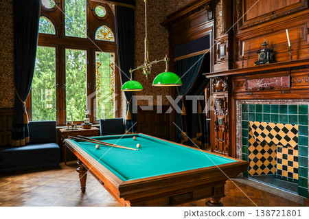 Luxury Classic Billiard Room Interior With Vintage Design Luxury Classic Billiard Room Interior With Vintage Design 138721801