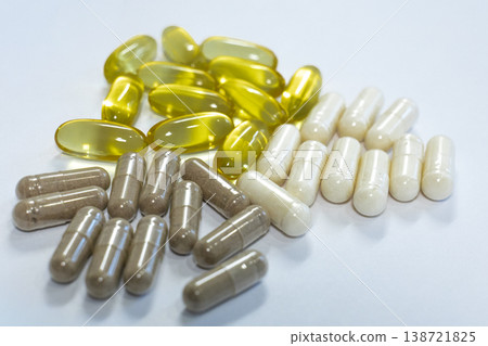 Vitamin Capsule and Omega Supplement Healthcare Nutrition Wellness Concept 138721825