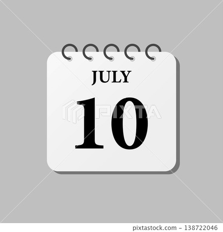 Icon page calendar day - 10 July Icon page calendar day - 10 July 138722046