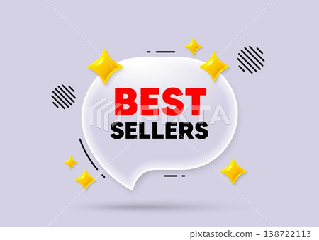 Best sellers chat speech bubble. Social media concept. Best sellers tag. Special offer price sign. Advertising discounts symbol. 3d sparkles chat bubble. Vector Best sellers chat speech bubble. Social media concept. Best sellers tag. Special offer price sign. Advertising discounts symbol. 3d sparkles chat bubble. Vector 138722113