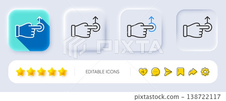 Drag drop gesture line icon. Neumorphic, Flat shadow, 3d buttons. Slide arrow sign. Swipe action symbol. Line drag drop icon. Social media icons. Vector 138722117