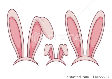 Pink Bunny Ears Headband Set for Kids Celebration and Party Costume 138722297