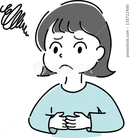 一位女子摀著肚子,表情憂慮(不滿、不適、煩惱、人物) 一位女子摀著肚子,表情憂慮(不滿、不適、煩惱、人物) 138722480