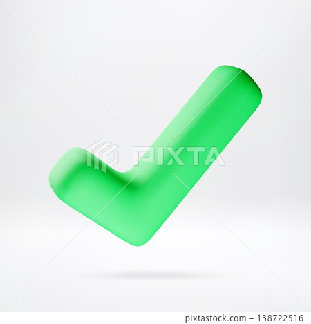 Green check mark symbol in 3d render. 138722516