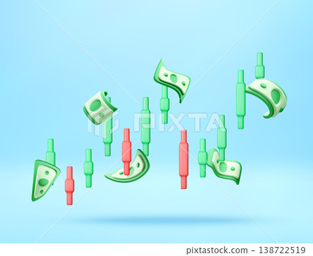 3d rising trading chart with paper money banknotes 138722519