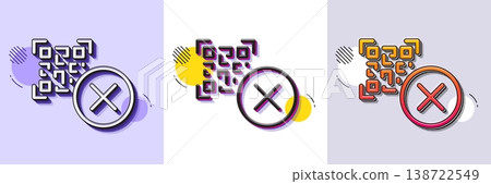 No QR code line icon. Halftone dotted pattern. Gradient icon with grain shadow. Scan barcode sign. Stop or cancel certificate symbol. Line qr code icon. Various designs. Vector No QR code line icon. Halftone dotted pattern. Gradient icon with grain shadow. Scan barcode sign. Stop or cancel certificate symbol. Line qr code icon. Various designs. Vector 138722549