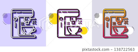 Coffee maker line icon. Halftone dotted pattern. Gradient icon with grain shadow. Tea machine sign. Hotel service symbol. Line coffee maker icon. Various designs. Vector Coffee maker line icon. Halftone dotted pattern. Gradient icon with grain shadow. Tea machine sign. Hotel service symbol. Line coffee maker icon. Various designs. Vector 138722563