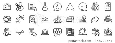 Interview, Global business and Ranking star line icons pack. Share, Message, Paper plane icons. Business podium, Accounting report, Salary web icon. Floor plan, Info, Court building pictogram. Vector Interview, Global business and Ranking star line icons pack. Share, Message, Paper plane icons. Business podium, Accounting report, Salary web icon. Floor plan, Info, Court building pictogram. Vector 138722565