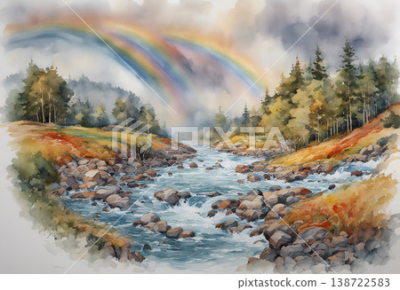 mountain landscape with lake mountain landscape with lake 138722583