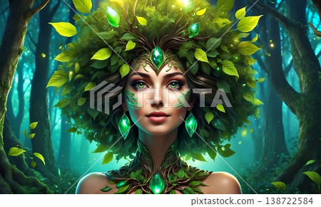 beautiful girl with green hair 138722584