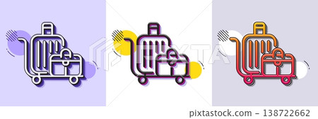Baggage cart line icon. Halftone dotted pattern. Gradient icon with grain shadow. Travel luggage sign. Journey bag trolley symbol. Line baggage cart icon. Various designs. Vector Baggage cart line icon. Halftone dotted pattern. Gradient icon with grain shadow. Travel luggage sign. Journey bag trolley symbol. Line baggage cart icon. Various designs. Vector 138722662