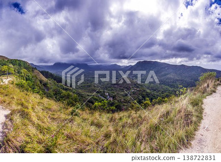 Mountain valley panorama under dramatic clouds Panama Mountain valley panorama under dramatic clouds Panama 138722831