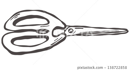 Kitchen scissors for food cutting in hand drawn vintage kitchen style 138722858