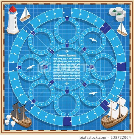 A board game on the marine theme. Vector design for app game user interface. A board game on the marine theme. Vector design for app game user interface. 138722964