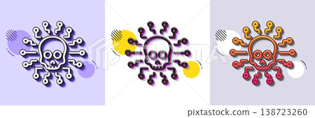 Cyber attack line icon. Halftone dotted pattern. Gradient icon with grain shadow. Ransomware threat sign. Hacker network symbol. Line cyber attack icon. Various designs. Vector Cyber attack line icon. Halftone dotted pattern. Gradient icon with grain shadow. Ransomware threat sign. Hacker network symbol. Line cyber attack icon. Various designs. Vector 138723260