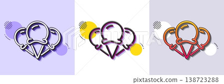 Ice creams cone line icon. Halftone dotted pattern. Gradient icon with grain shadow. Vanilla sundae waffle cone sign. Frozen summer dessert symbol. Line ice creams icon. Various designs. Vector Ice creams cone line icon. Halftone dotted pattern. Gradient icon with grain shadow. Vanilla sundae waffle cone sign. Frozen summer dessert symbol. Line ice creams icon. Various designs. Vector 138723288