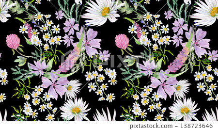 Seamless folkloric floral pattern with flowers Seamless folkloric floral pattern with flowers 138723646