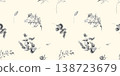 Seamless sparse black and white watercolor pattern with botanical elements for women is and home textiles 138723679