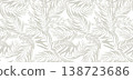 Seamless pattern with tropical leaves and branches in vector 138723686
