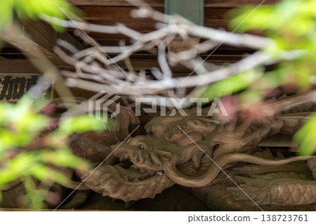 Springtime scenery at Hondoji Temple grounds: Dragon sculpture Springtime scenery at Hondoji Temple grounds: Dragon sculpture 138723761